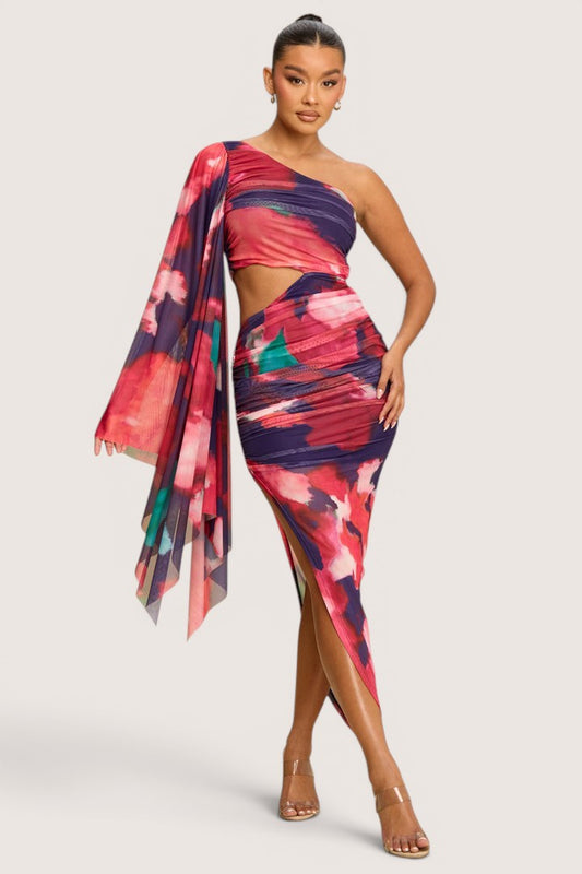 Vestido De Mesh Asimetrico Colores