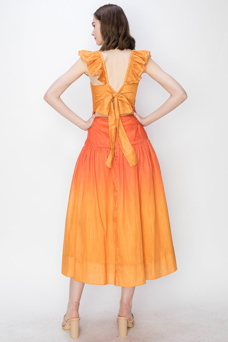 Vestido Midi  Degradado Escote recto Naranja