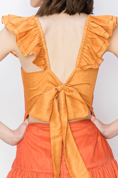 Vestido Midi  Degradado Escote recto Naranja