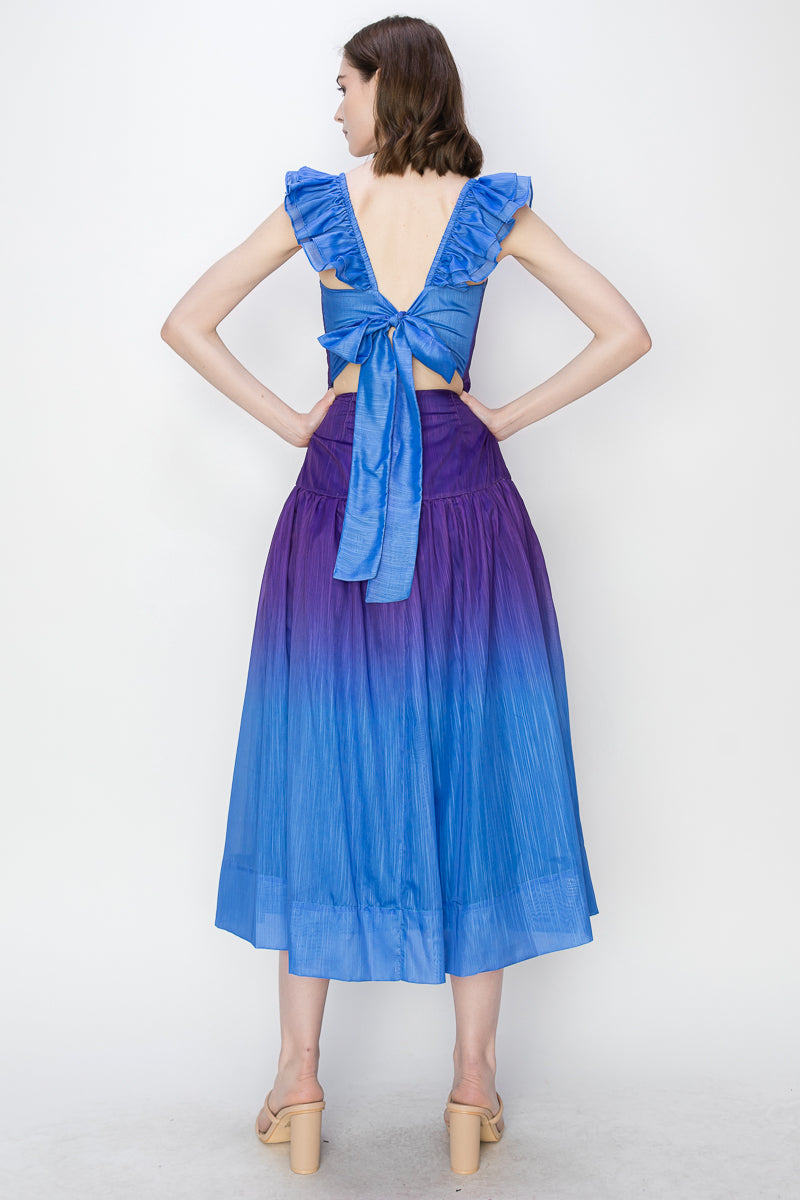 Vestido Midi  Degradado Escote recto azul