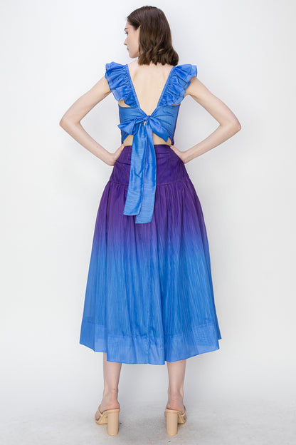 Vestido Midi  Degradado Escote recto azul