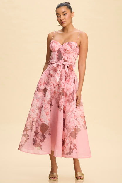 Vestido Midi Floral Rosa Multicolor | V260203
