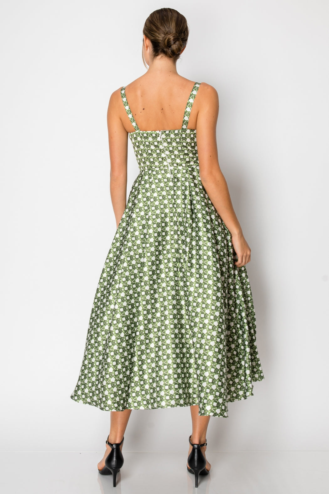 Vestido Midi  Tipo Corset Print Bejuco Verde