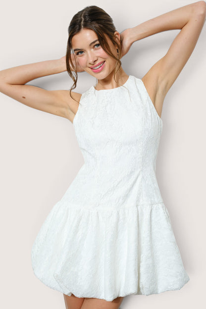 Vestido Corto Encaje Globo