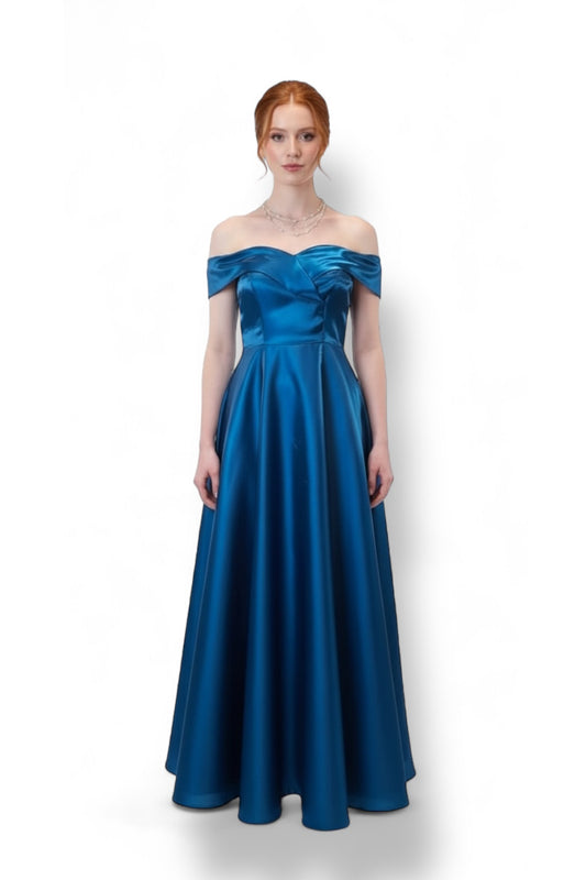 Vestido princesa azul petróleo