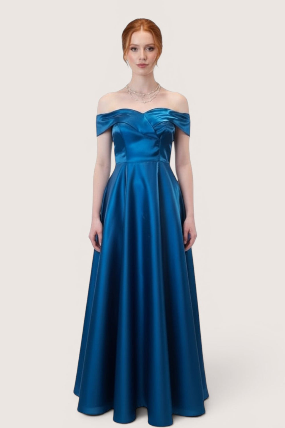 Vestido princesa azul petróleo