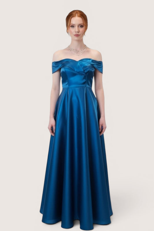 Vestido princesa azul petróleo