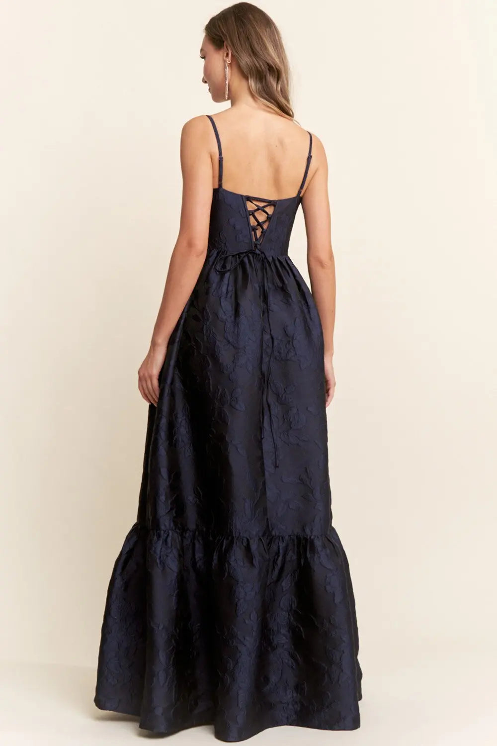 Vestido Azul Marino Corset con Abertura Lateral