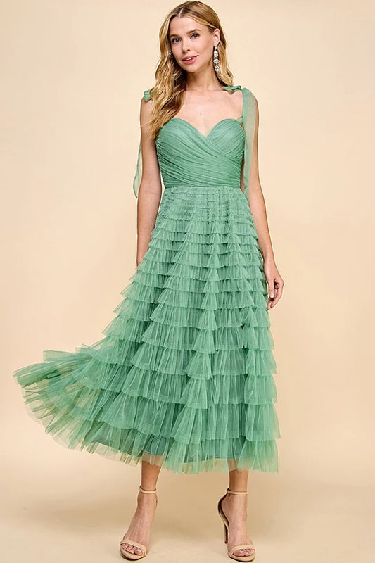 Vestido Midi de tul capas Sage