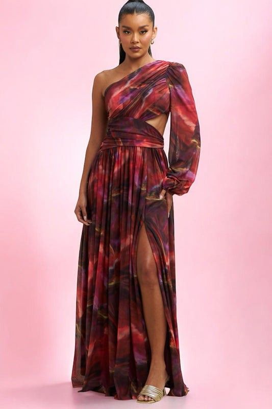 Vestido mesh una manga Colores rust