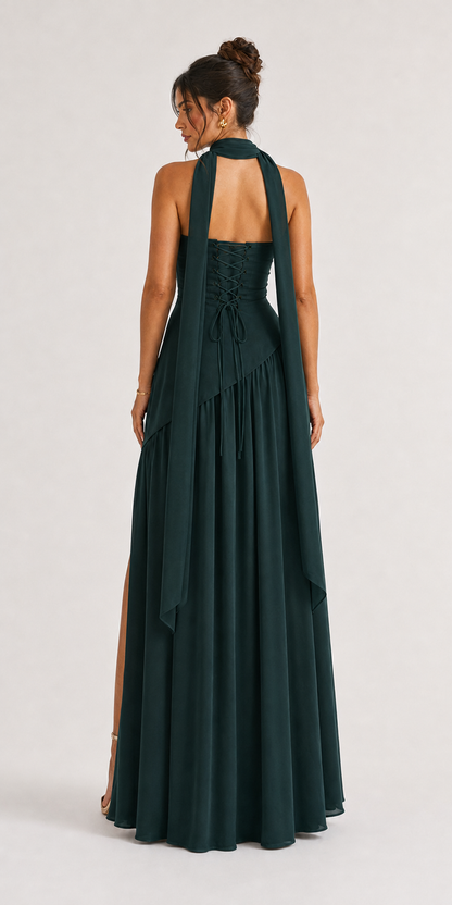 Vestido Strapless con Estola Verde Esmeralda