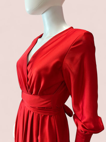 Vestido largo Satinado manga Larga