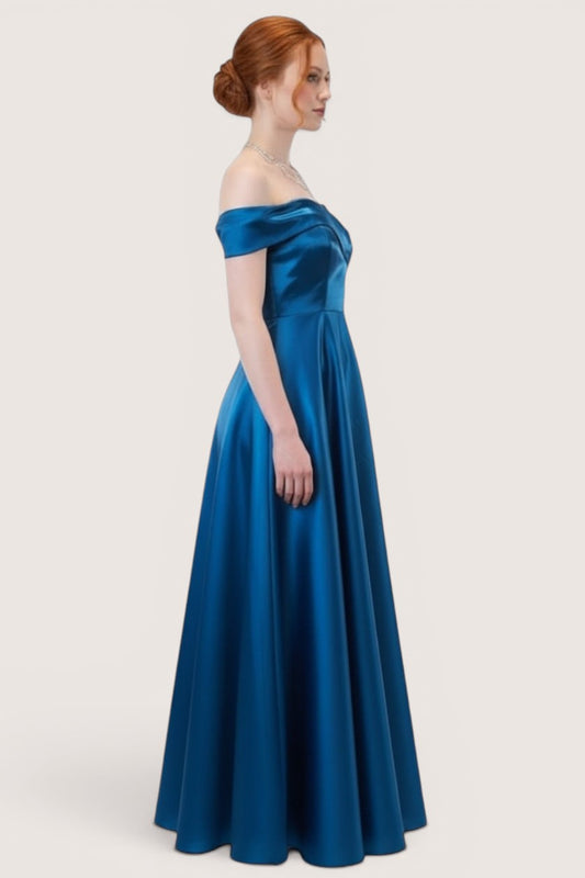 Vestido princesa azul petróleo