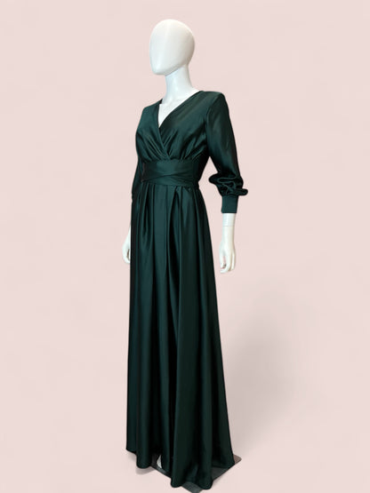 Vestido largo Satinado manga Larga