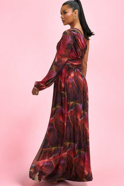 Vestido mesh una manga Colores rust