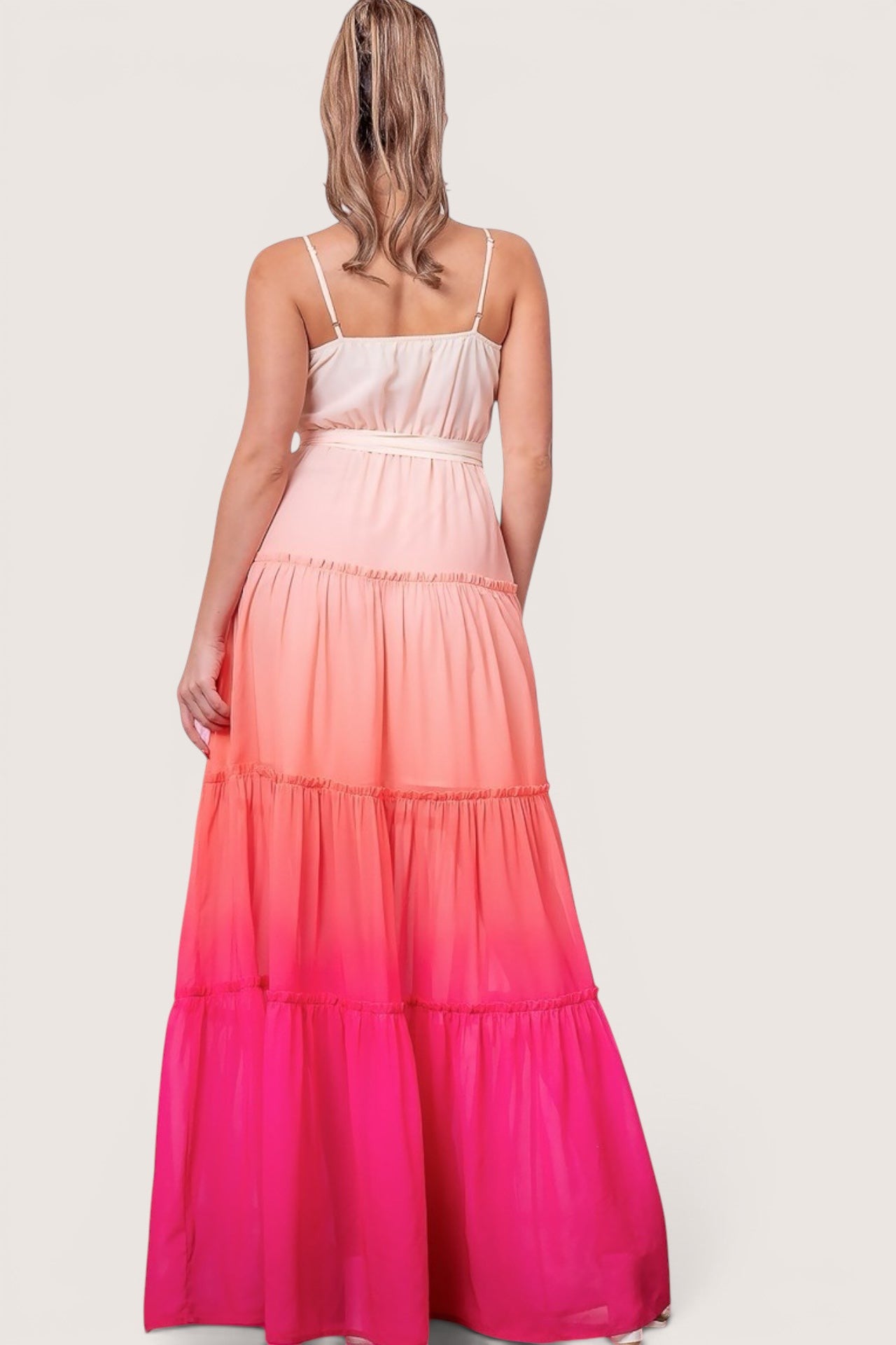 Vestido Largo con Botones ombree rosa