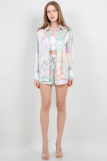 Set camisa y short satin