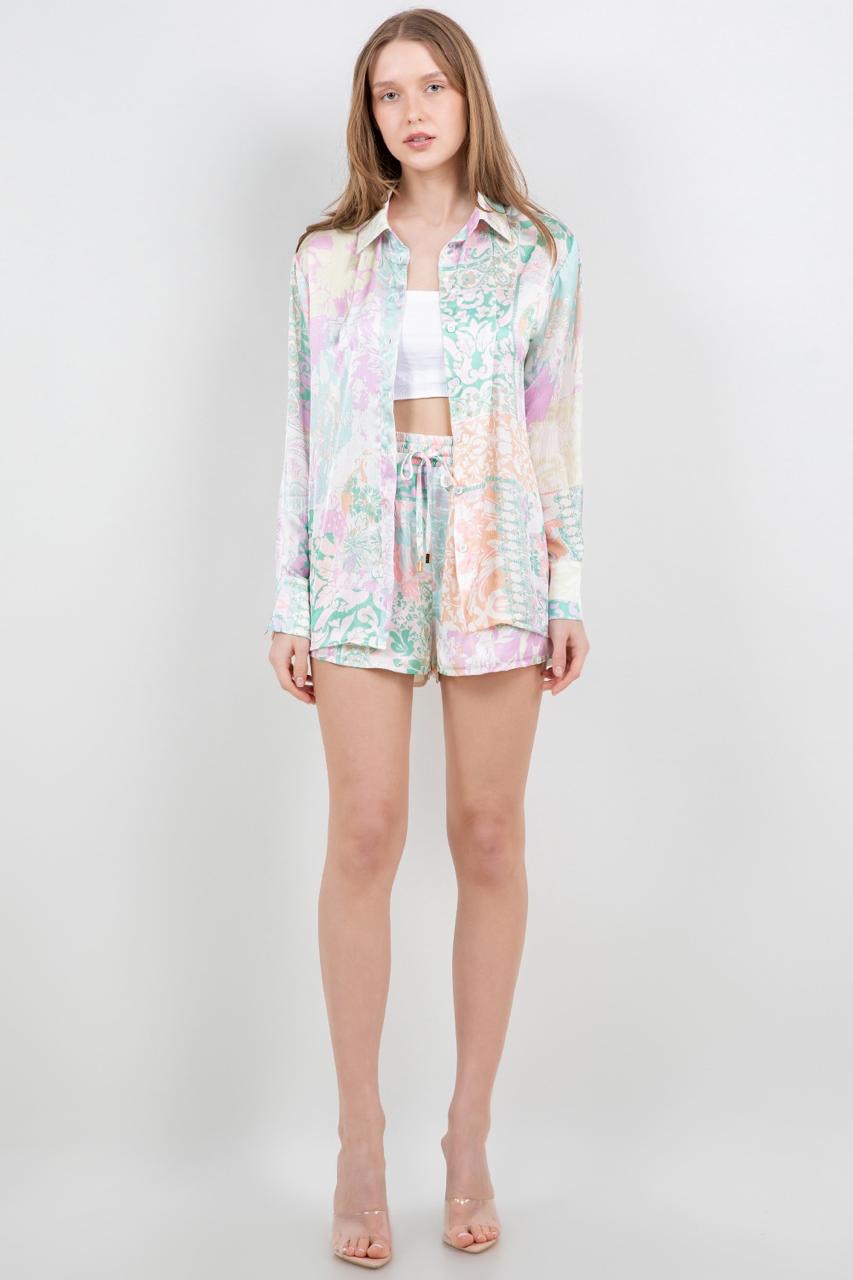 Set camisa y short satin