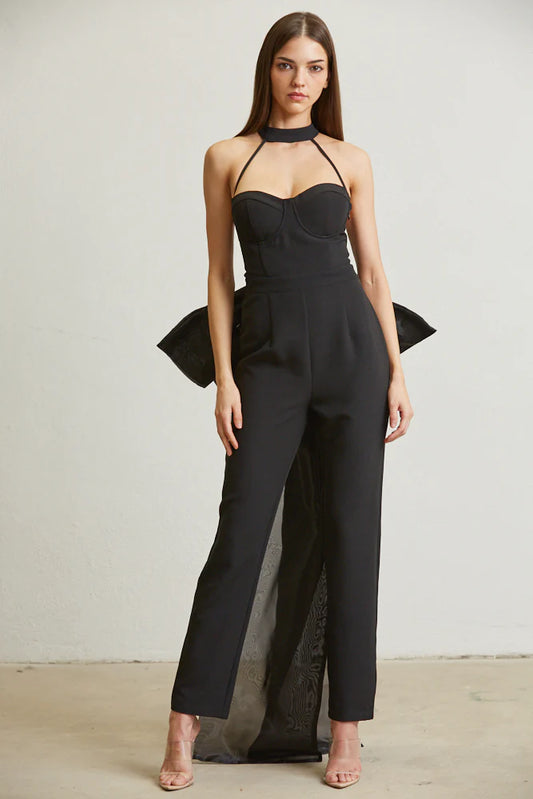 Jumpsuit Negro con Bustier Moño atras