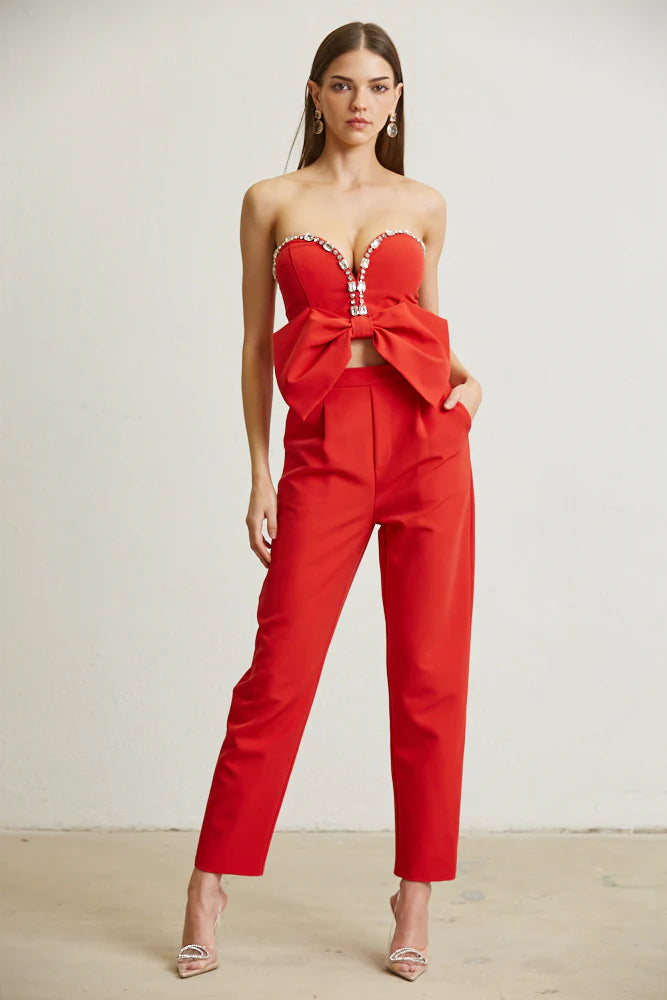 Set pantalon y top con moño