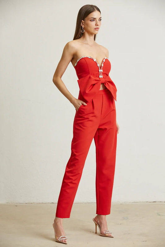 Set pantalon y top con moño