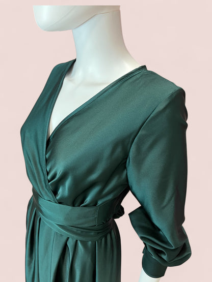 Vestido largo Satinado manga Larga
