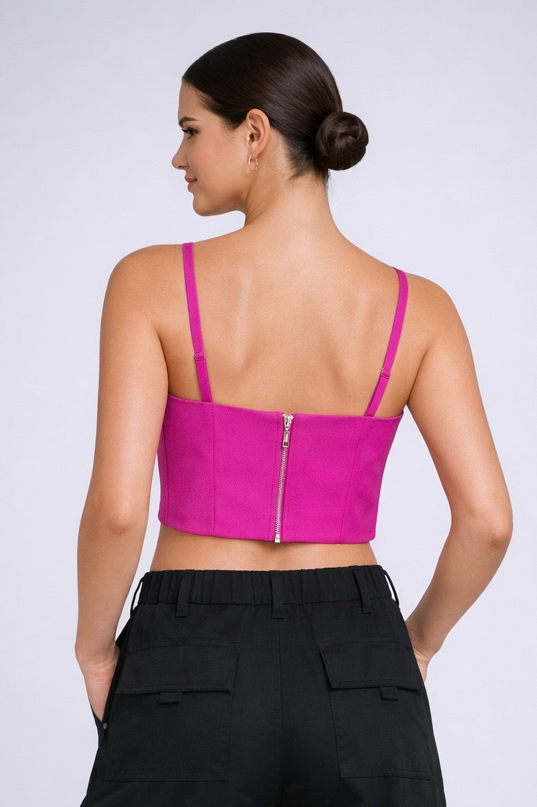 Top Fucsia Moño Protagónico