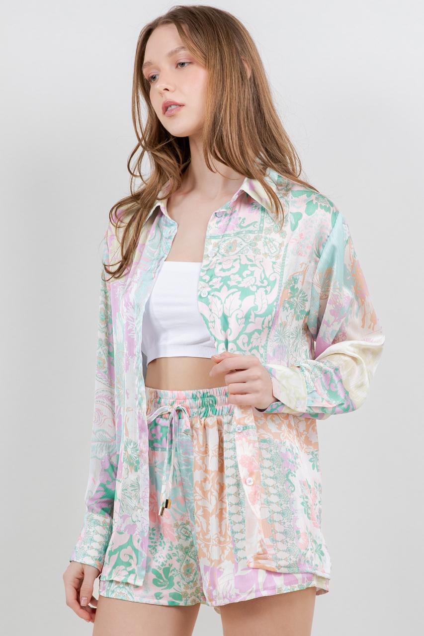 Set camisa y short satin