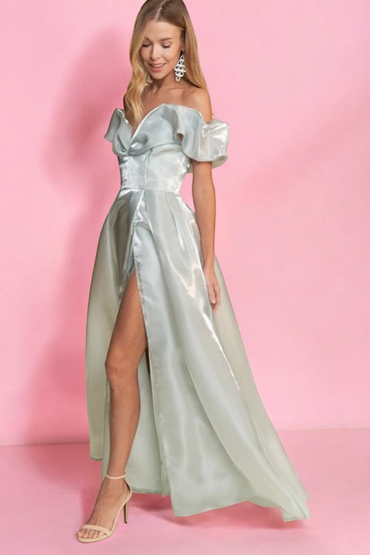 Vestido Princesa organza sage