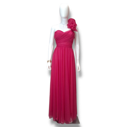 Vestido Largo tul con olanes un tirante