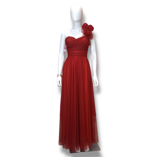 Vestido Largo tul con olanes un tirante