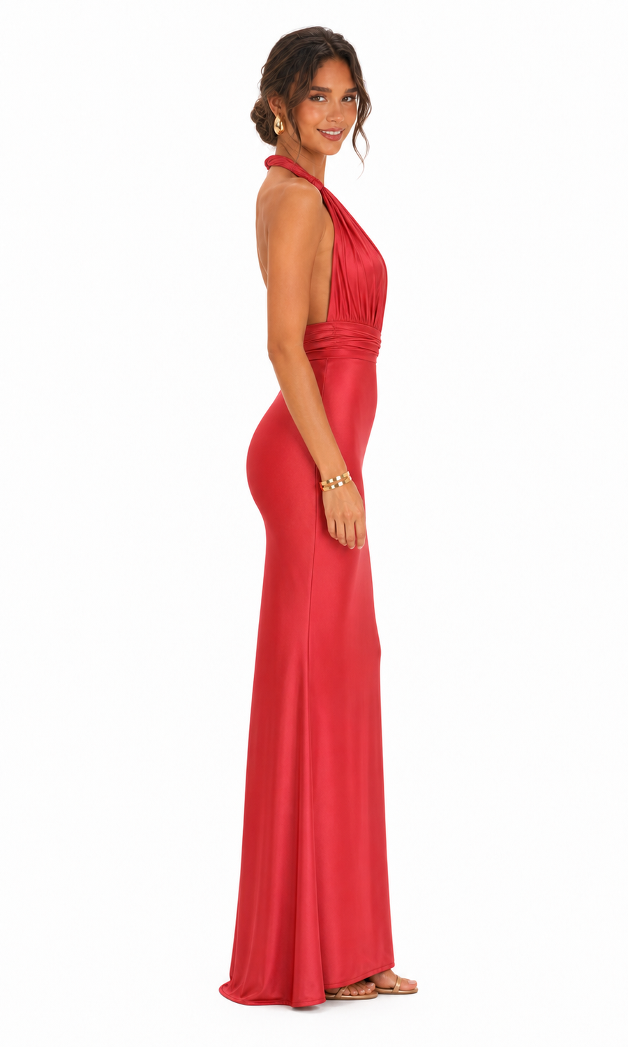 Pink Shop by MAF Satin Halter Neck Formal Evening Gown , vista 4
