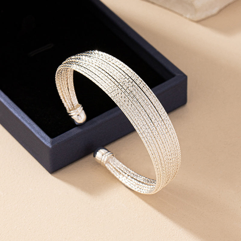 Brazalete Rígido Malla Dorada Texturizada