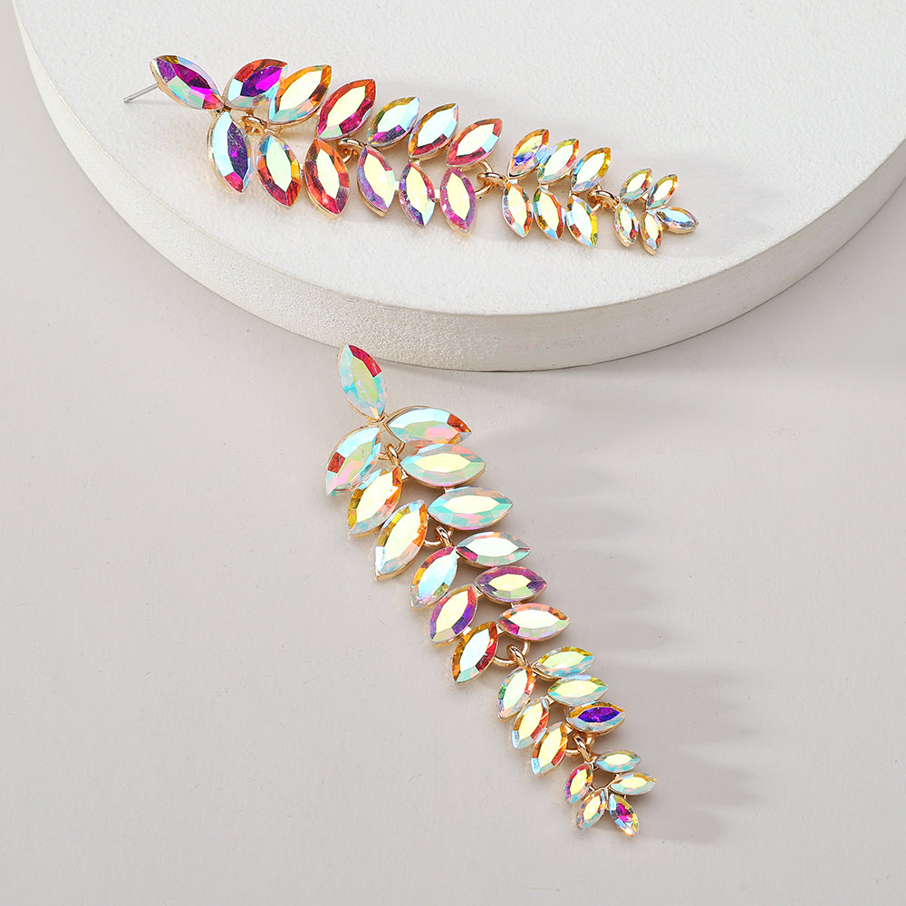 Aretes Largos Espiga de Cristal Tornasol