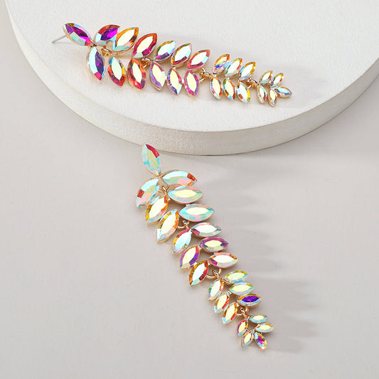Aretes Largos Espiga de Cristal Tornasol
