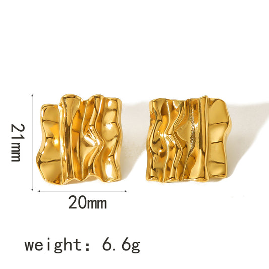 Aretes Cuadrados Texturizados Dorados