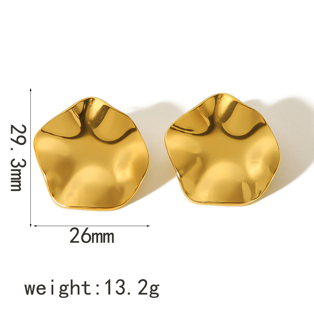 Aretes Pétalo Ondulado Dorado