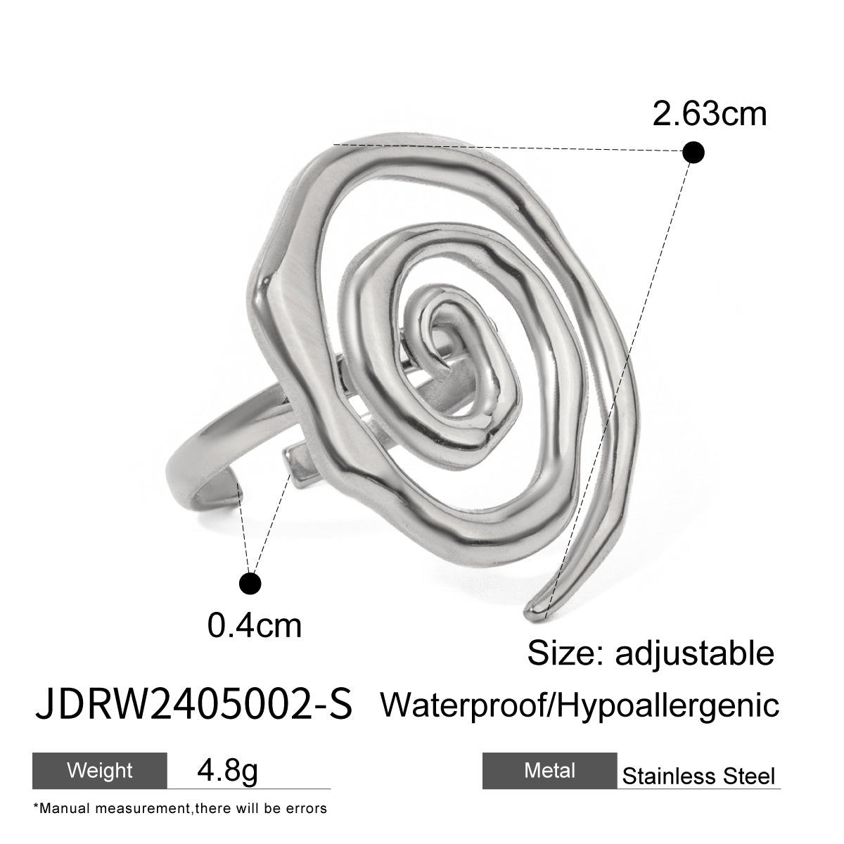 Anillo Espiral Caracol en Plateado
