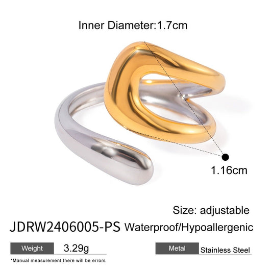 Anillo Ajustable Envolvente Bicolor Oro y Plata