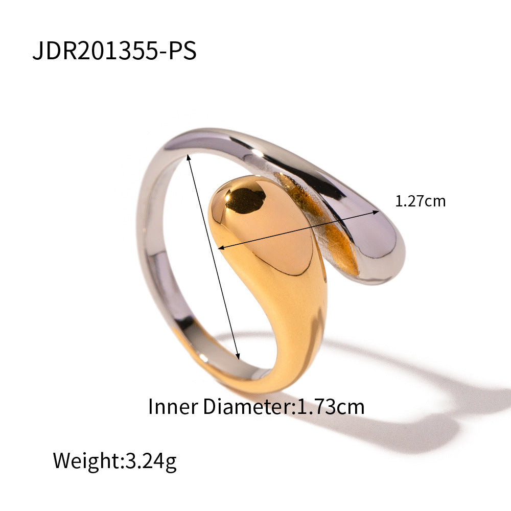 Anillo Bicolor Gotas Dorado y Plateado