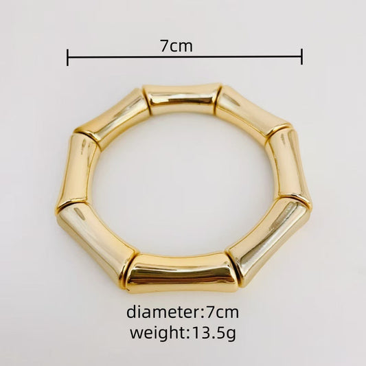 Pulsera Rígida Eslabón Bambú Dorada