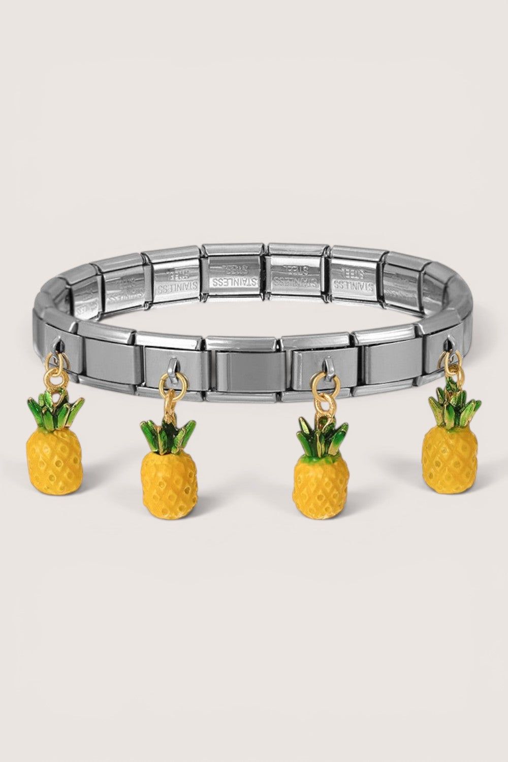 Pulsera Italiana Eslabones con Piñas Esmaltadas