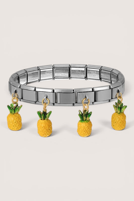 Pulsera Italiana Eslabones con Piñas Esmaltadas