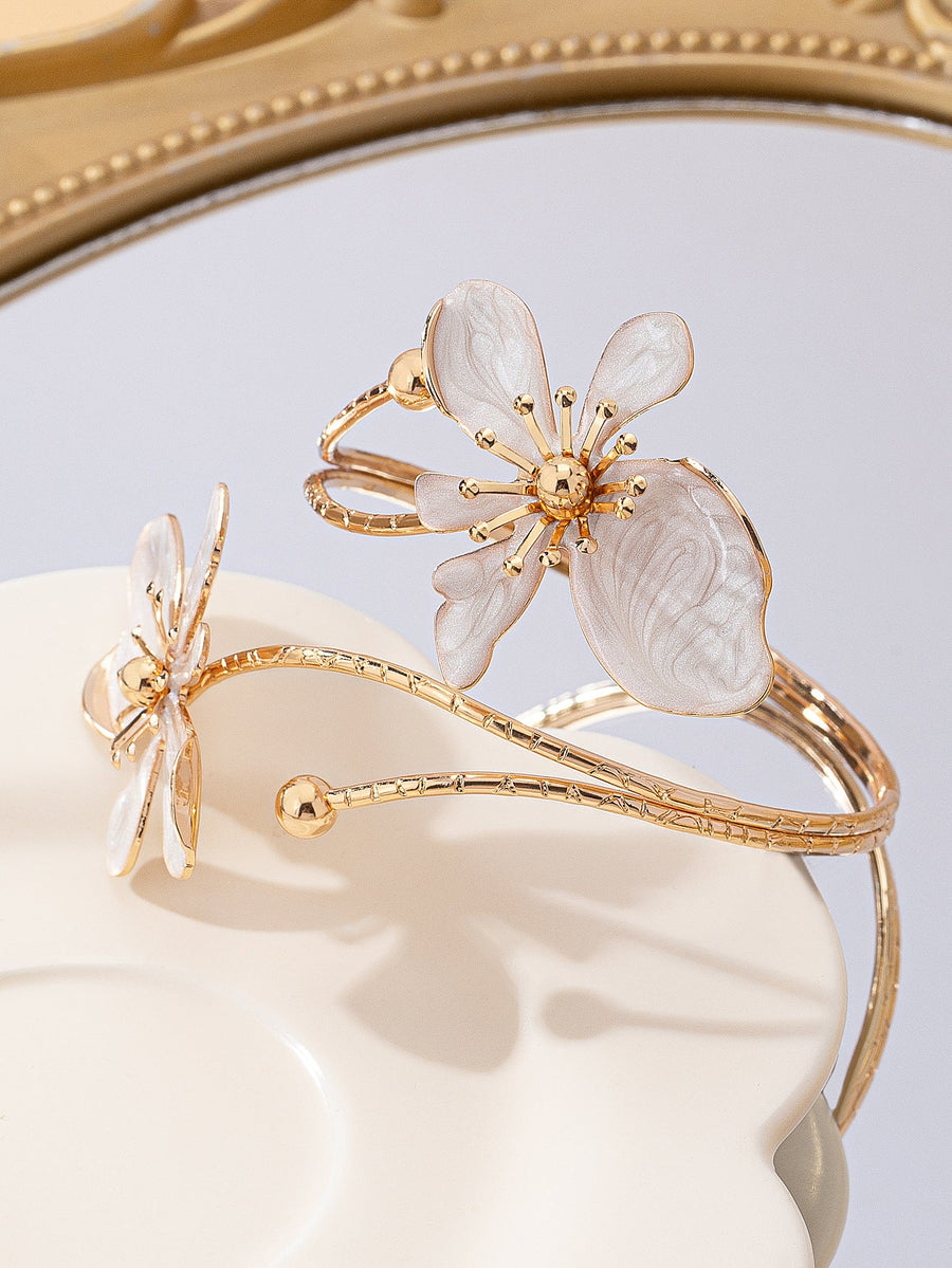 Brazalete de Brazo Flor Esmaltada Blanco Nácar