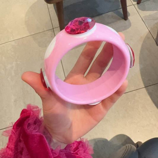 Pulsera Brazalete Resina Rosa con Gemas