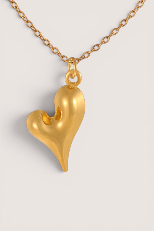 Collar Dije Corazón Abultado Dorado