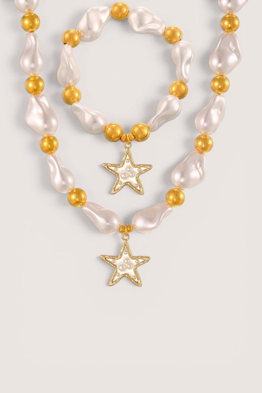 Set Perlas Barrocas con Dije Estrella