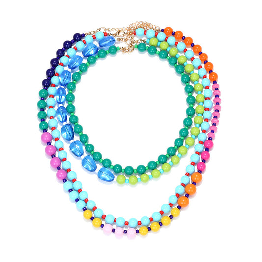 Collar Multicapa de Cuentas Multicolor