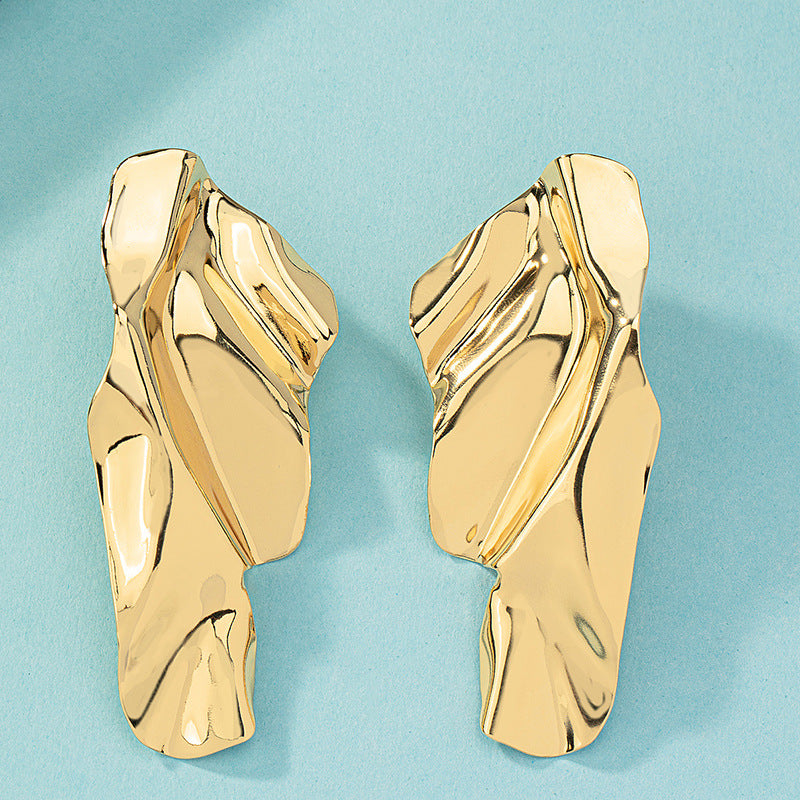 Aretes Statement Lámina Dorada Texturizada