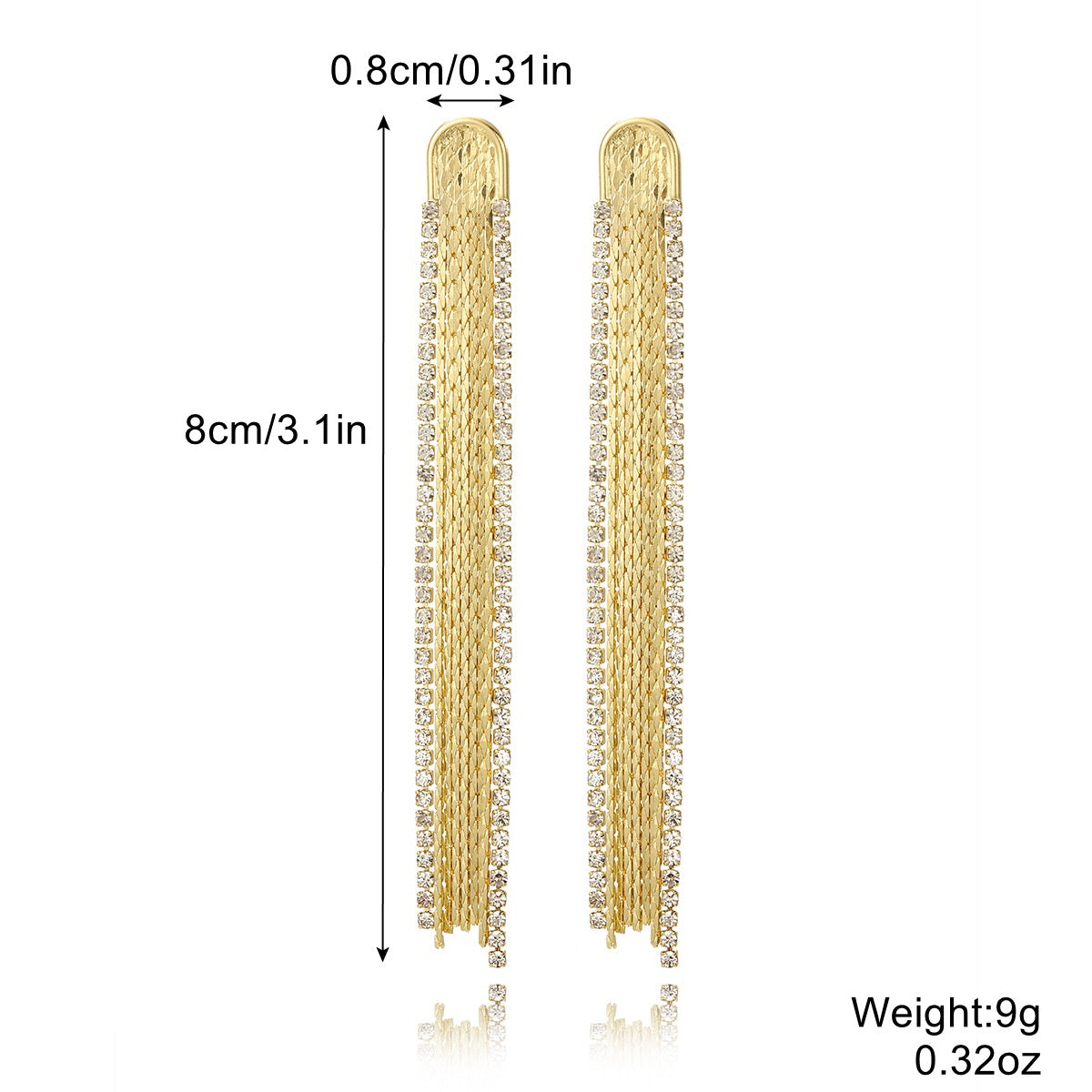 Aretes Flecos Dorados con Cristales